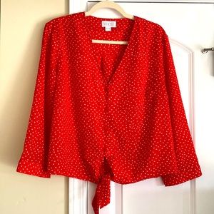 Vixbe button down with tie front! Size large and like new quality!